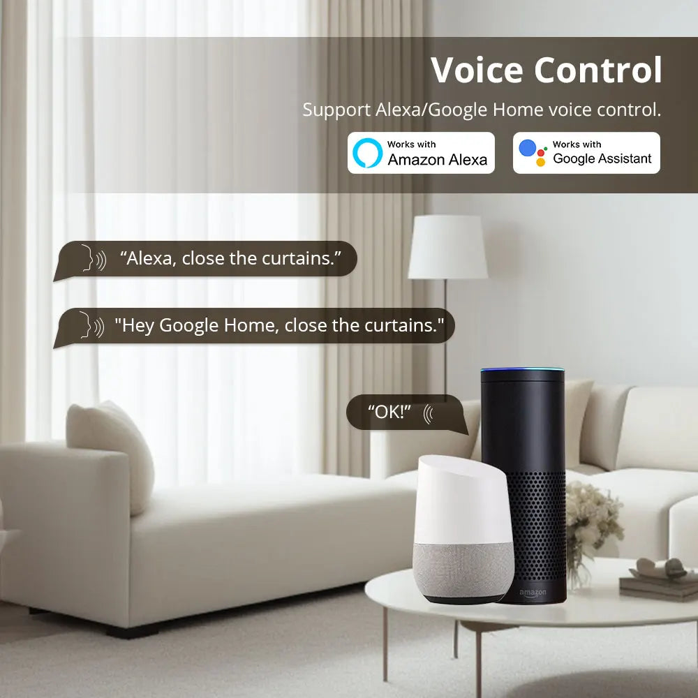 Zemismart Zigbee Curtain Track Work with Tuya Smart Life Alexa Echo Google Home Control SmartThings Electric Curtains