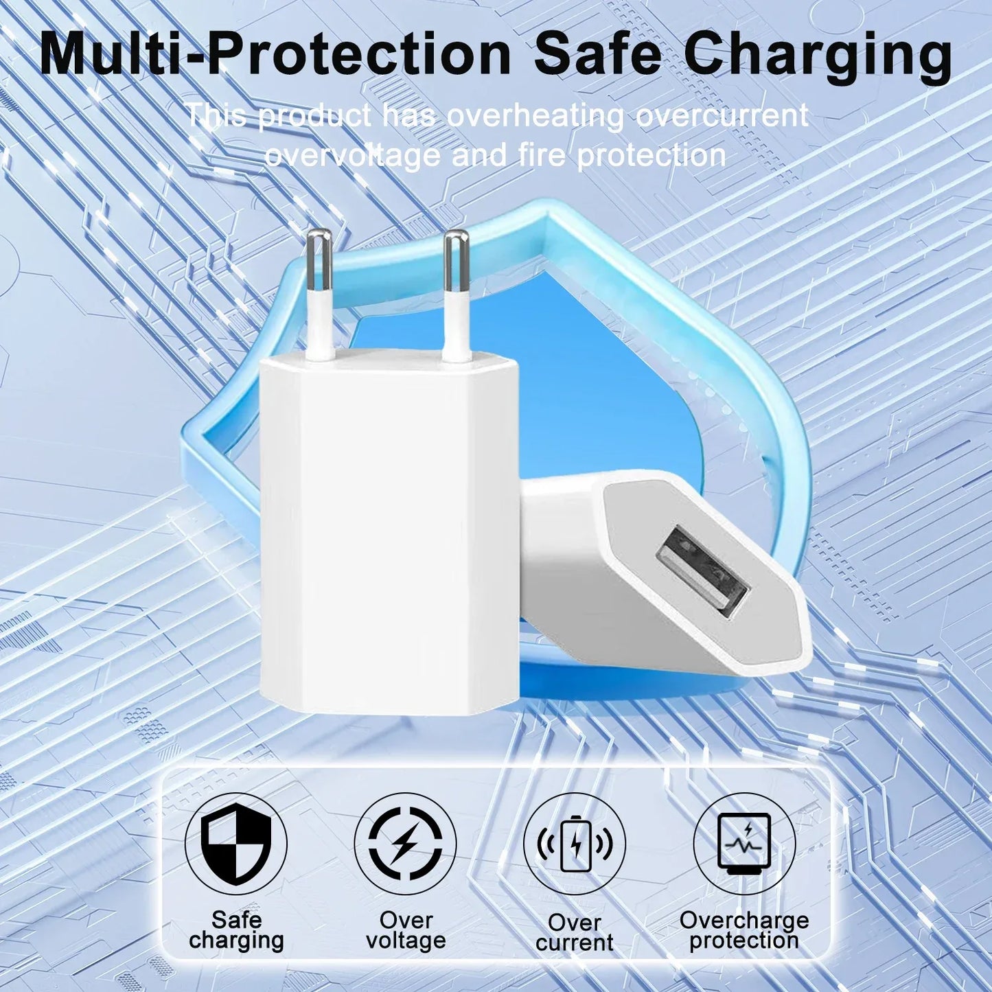 5V/1A Mini EU Plug Charger USB Mobile Phones Charger USB-C Quick Charger Wall Power Adapter Chargers For iPhone Samsung Xiaomi