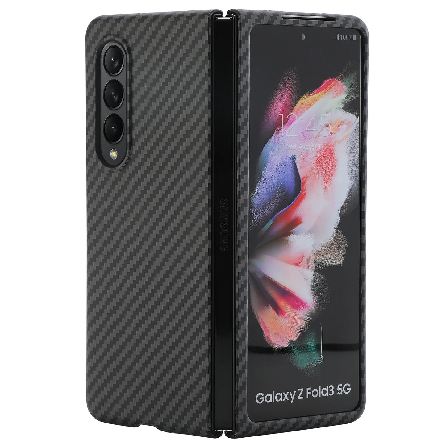 For Samsung Galaxy Z Fold 4 3 2 Fold4 Case Luxury Carbon Fiber Texture Ultra Thin Shockproof Protection Bumper PC Hard Back Case