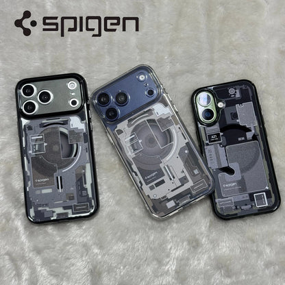 Original Spigen technology case for iPhone 17 Pro Max, magnetic phone case, transparent acrylic 17 Pro protective cover
