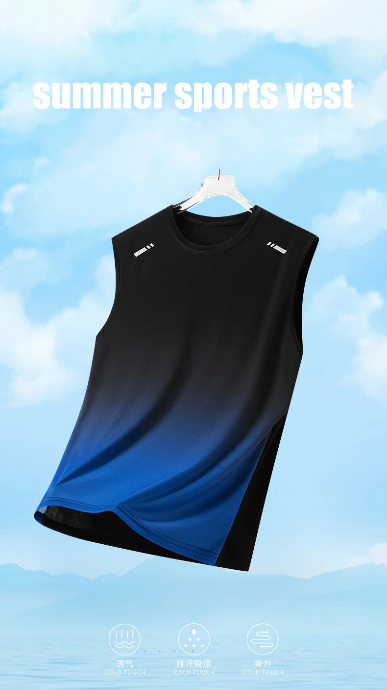 Summer Marathon Quick Dry Vest Men's Fitness Lightweight Breathable Ice Vest Men Running Moisture-Absorbent Mesh Sports Vest