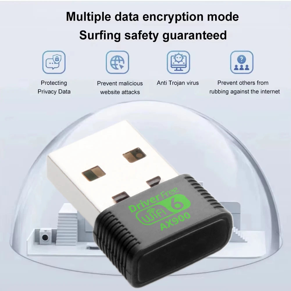 AX900 USB WiFi 6 Adapter Dongle Dual Band 2.4G/5GHz USB WiFi Network Wireless Receiver Driver Free Windows 10/11