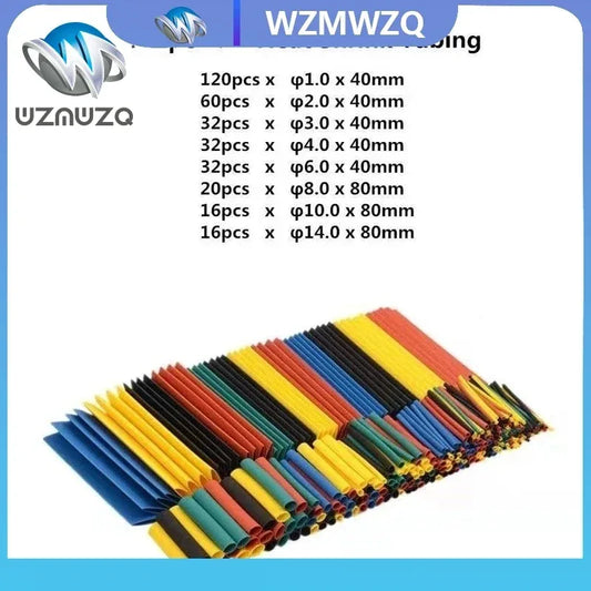 328Pcs 8 Sizes 5 Color Multi Color Polyolefin 2:1 Halogen-Free Heat Shrink Tubing Tube Assortment Sleeving Wrap Tubes
