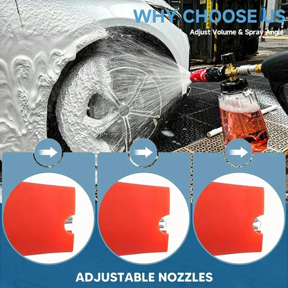 High Pressure Washer Gun & Foam Cannon Kit - 1/4" Quick Connect with M22-14 Adapter for Karcher K/Nilfisk/Bosch Washer