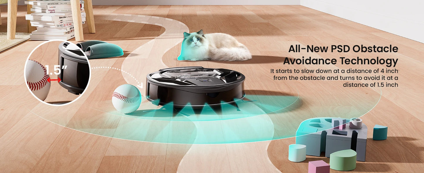 Lefant M320 cordless Robot Vacuum Cleaner and mop, 6000Pa ,210 Mins Runtime,Self-Charging,Ideal for Hard Floor, Pet Hair,Carpet