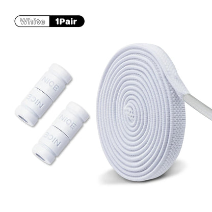 Elastic Laces Sneakers No Tie Shoe laces Colorful Capsule Lock Shoelaces Without ties Kids Adult 0.6cm Flat Shoelace 1Pair/2Pair