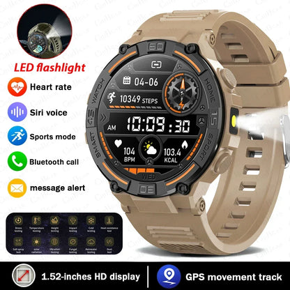 2025 New Sport Smart Watch Men 360*360 HD Screen Flashlight Health Monitoring IP68 Waterproof Heart Rate BT Call Smartwatch Man