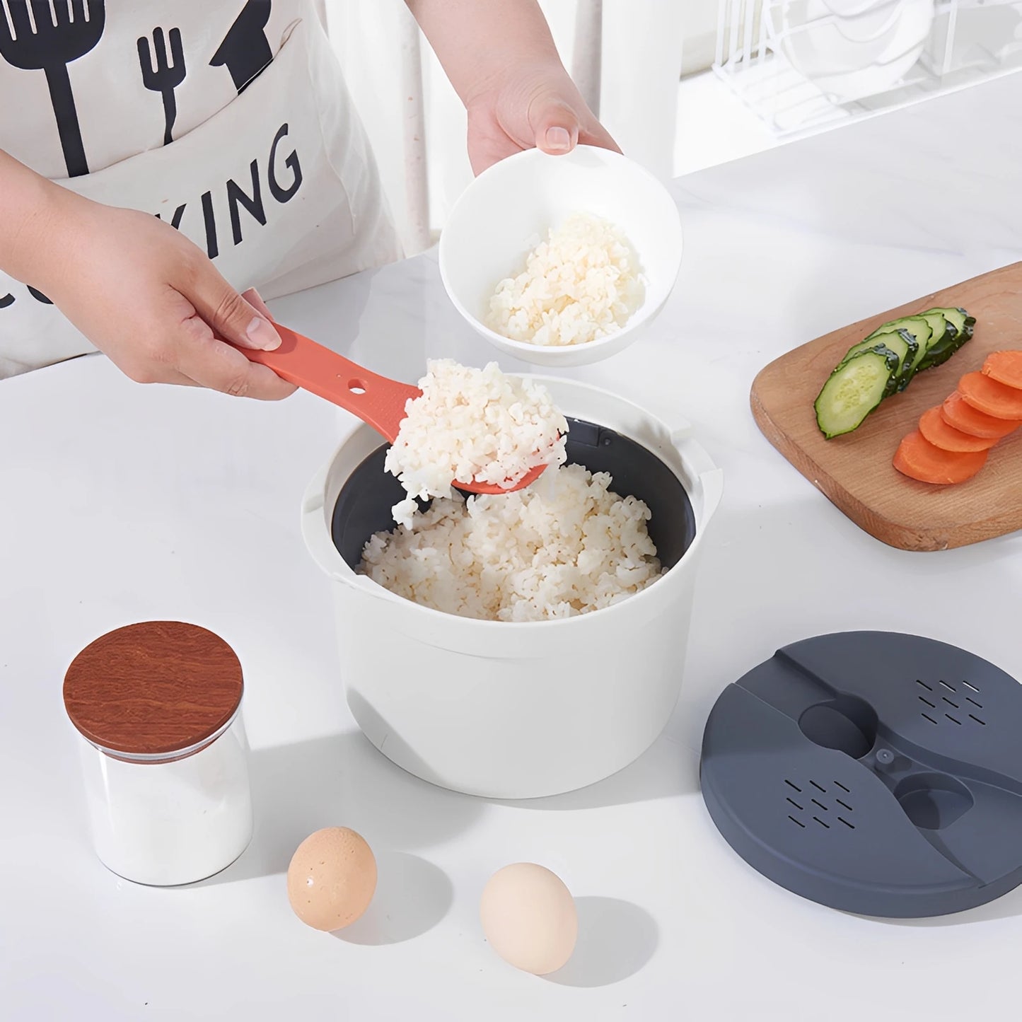 Microwave Oven Rice Cooker Portable Food Container Multifunction Steamer Rice Cooker Bento Lunch Box Steaming Utensils