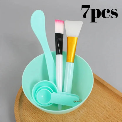 7pcs Face Mask Mixing Bowl Set, DIY Facemask Mixing Tool Kit, Facial Mask Bowl Stick Spatula Silicone Soft Face Brushes Spoons