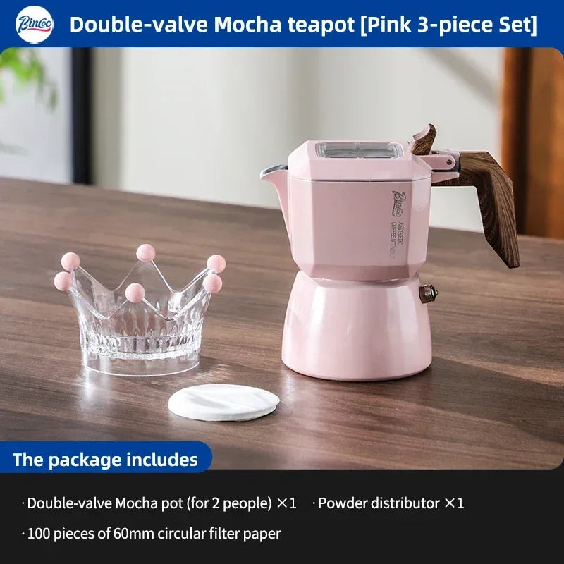 Bincoo Dual Valve Moka Pot 110v-220v Electric Heater Base Espresso Maker Brewed Coffee Mocha Pot Italian Camping Barista Tool