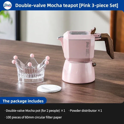 Bincoo Dual Valve Moka Pot 110v-220v Electric Heater Base Espresso Maker Brewed Coffee Mocha Pot Italian Camping Barista Tool