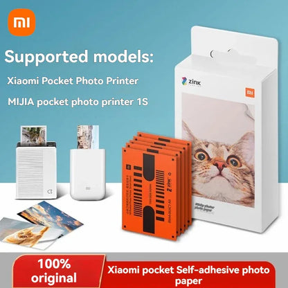 Original Xiaomi 3-inch ZINK Pocket Paper Self-adhesive Photo Print Sheets For Xiaomi Mini Pocket Photo Printer/Pocket Printer 1S