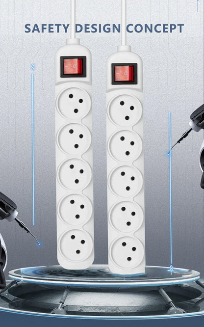 Melery Power Strip Israel Plug Outlets 3/4/5 Way AC Electric Switched Sockets 16A Wire Extension Cord Wall Mounted Home Office