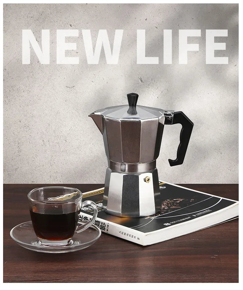 150 300 600 Aluminum Moka Pot with Electric Burner Stove Top Coffee Maker Espresso Percolator Mocha Kettle Heater Home Household