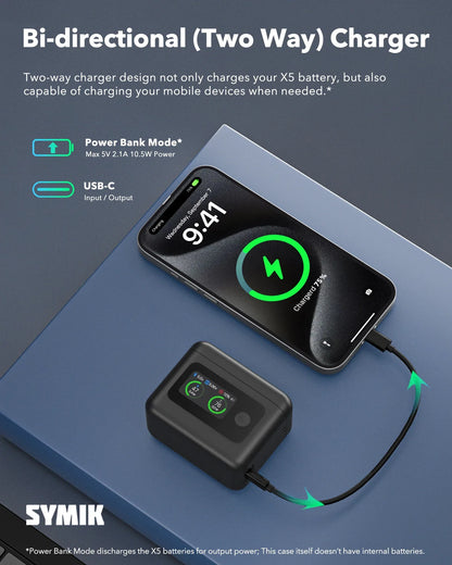 Battery Charger for Insta360 X5 Accessories, 27W Dual Fast Charging Case w/LCD Display, Intelligent Two Way Charger Hub