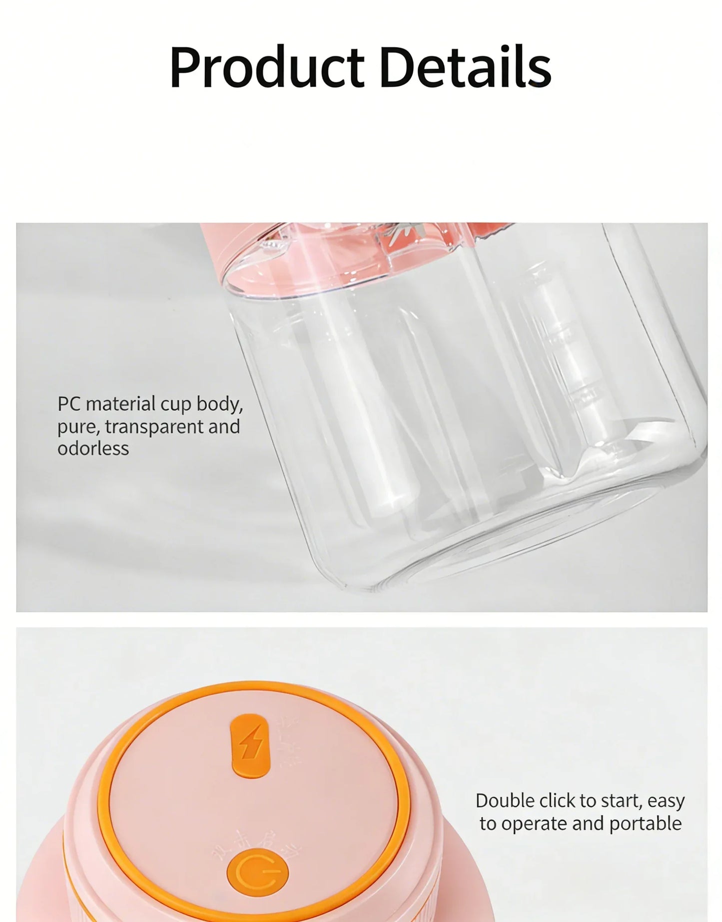 1300ML Portable Juicer, Fresh Fruit Mixer 38 Blades, USB Rechargeable Multifunctional Juicer Ice Crusher Smoothie Blender Home
