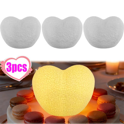 Romantic Creative 3D Love Heart LED Lamp Wedding Cake Night Light Ornament Birthday Christmas Home Ambient Light Gift Box Decor