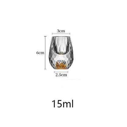 1/2/4/6pcs Luxury Crystal Glass Vodka Sake Shochu Bar Liqueur Gold Foil Glass Tea Cup Gift Hard Liquor Wine Glasses 15ml