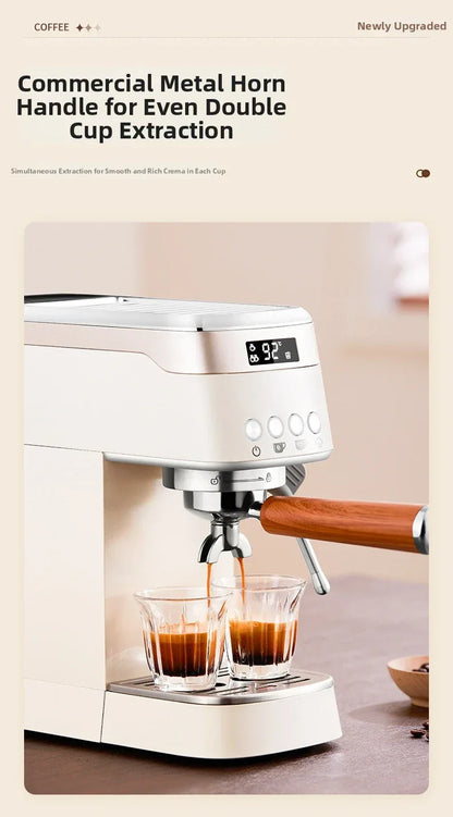 Pro Semi-Automatic Espresso Machine 20Bar Pressure, Compact for Small Kitchens, Built-in Milk Frother, Fast Heating Energy Savi