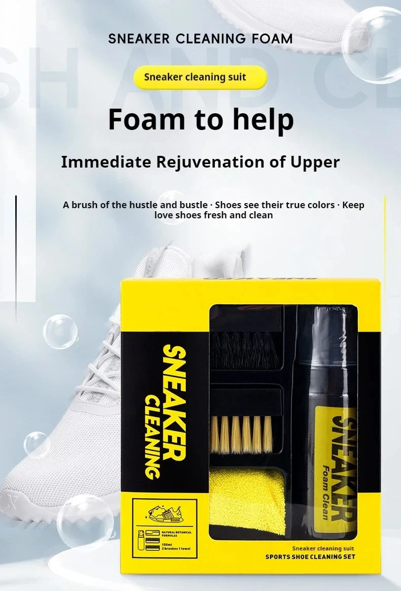 1 set Shoes Cleaner foam dry cleaning suit 150ML Water-Free Foam Sneakers Cleaner Shoe Brush Shoe Cloth Work on White Shoe,Boot
