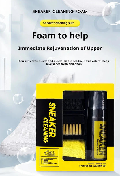 1 set Shoes Cleaner foam dry cleaning suit 150ML Water-Free Foam Sneakers Cleaner Shoe Brush Shoe Cloth Work on White Shoe,Boot