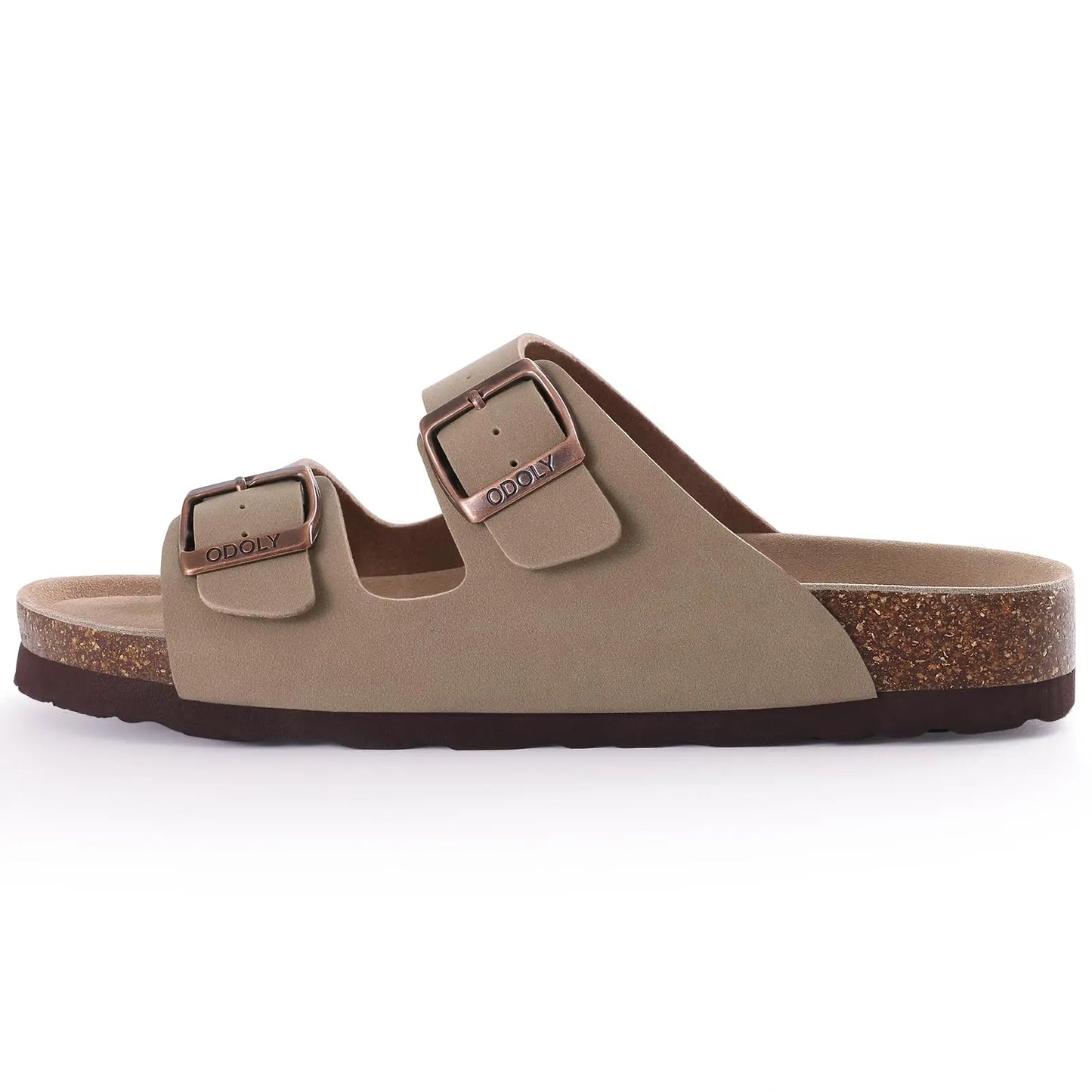 Crestar Women's Cork Footbed Slide Sandal Adjustable Buckle Summer Outdoor Suede Sandals with Arch Support Non-slip Beach Shoes