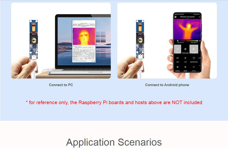Long-wave IR Thermal Imaging Camera Module, Raspberry Pi IR Camera, 80×62 Pixels, Options for FOV and Connector