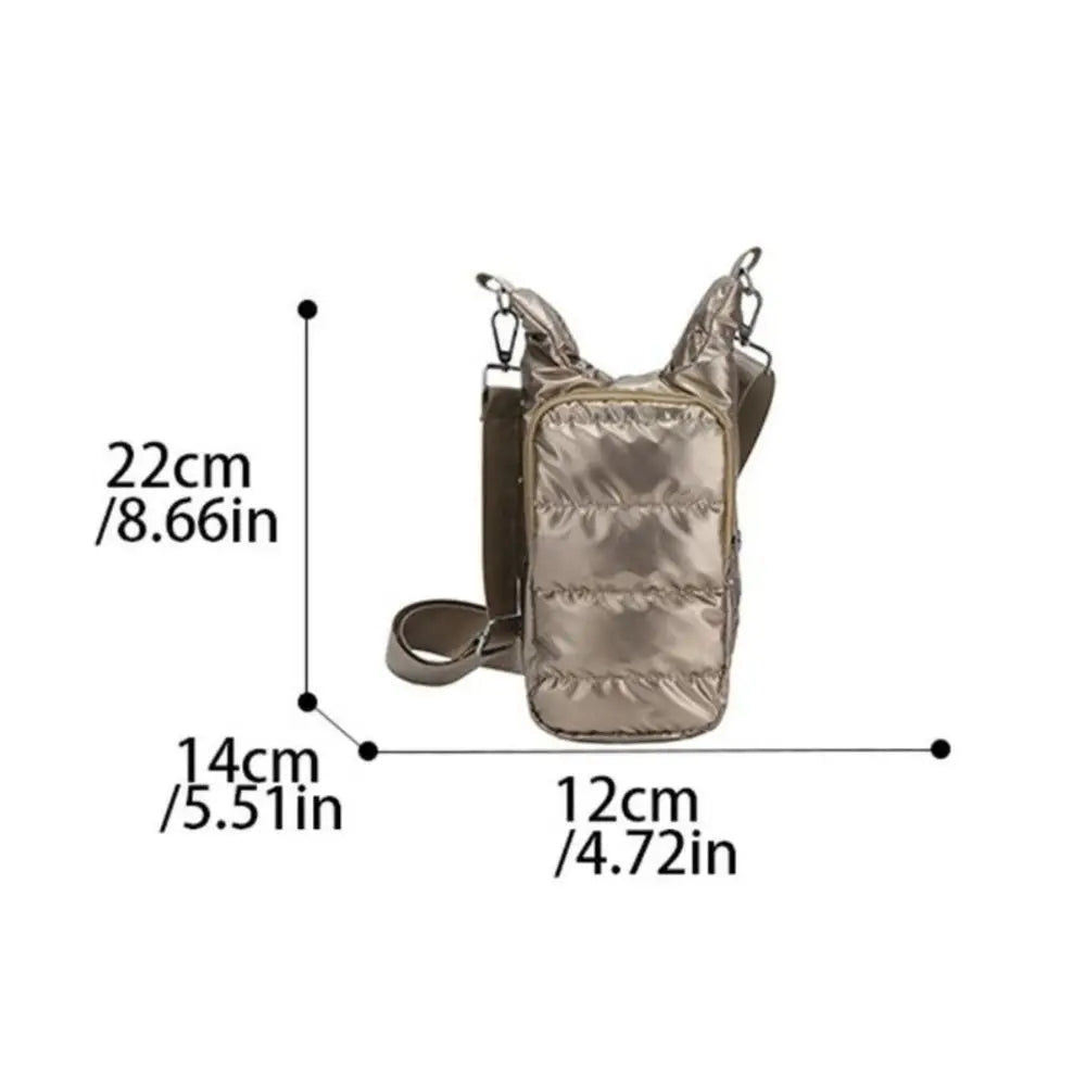 Winter Portable Water Bottle Bag Shoulder Bag Waterproof Thermal Vacuum Mug Cup Sleeve Adjustable Shoulder Strap Durable