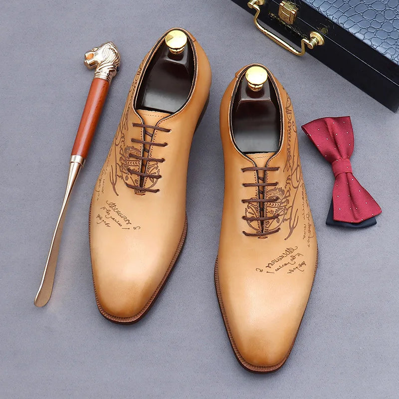British Trend Mens Dress Shoes Elegant Genuine Cow Leather 2023 Autumn Designer New Style Oxfords Wedding Social Shoes Man