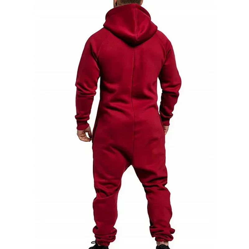 New Custom Design Jumpsuit Pajamas Long-sleeved sports pants solid color splicing casual sweater men's zipper hoodie