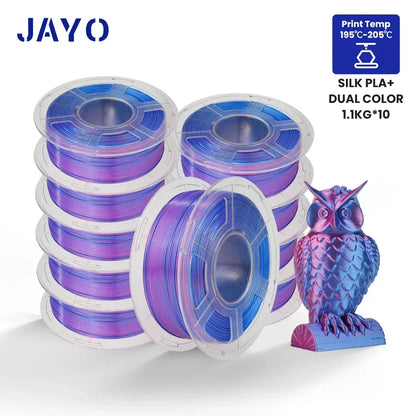 JAYO 10Rolls SILK PLA+ 3D Filament 1.75mm SILK PLA Rainbow  Filament for FDM 3D Printer SILK Dual & Triple 3D Printing Materials