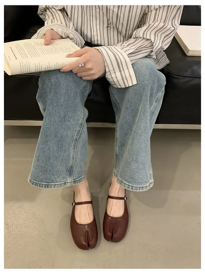 Women Tabi Ninja Slippers Brand Mules Soft Microfiber Comfy Flats Fashion Split Toe Slides Casual Loafer Shallow Ballerina Mujer