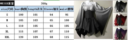 Robe de Cosplay Rétro à Imprimé Dégradé pour Femme, Tenue de Spectacle d'Halloween, Renaissance du Moyen Âge