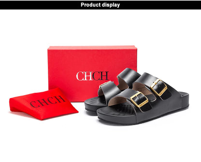 New Summer Beach Soft base massage Slippers Casual Double Buckle Non-slip Clogs Slides Women Men Slip on Flip Flop Shoe