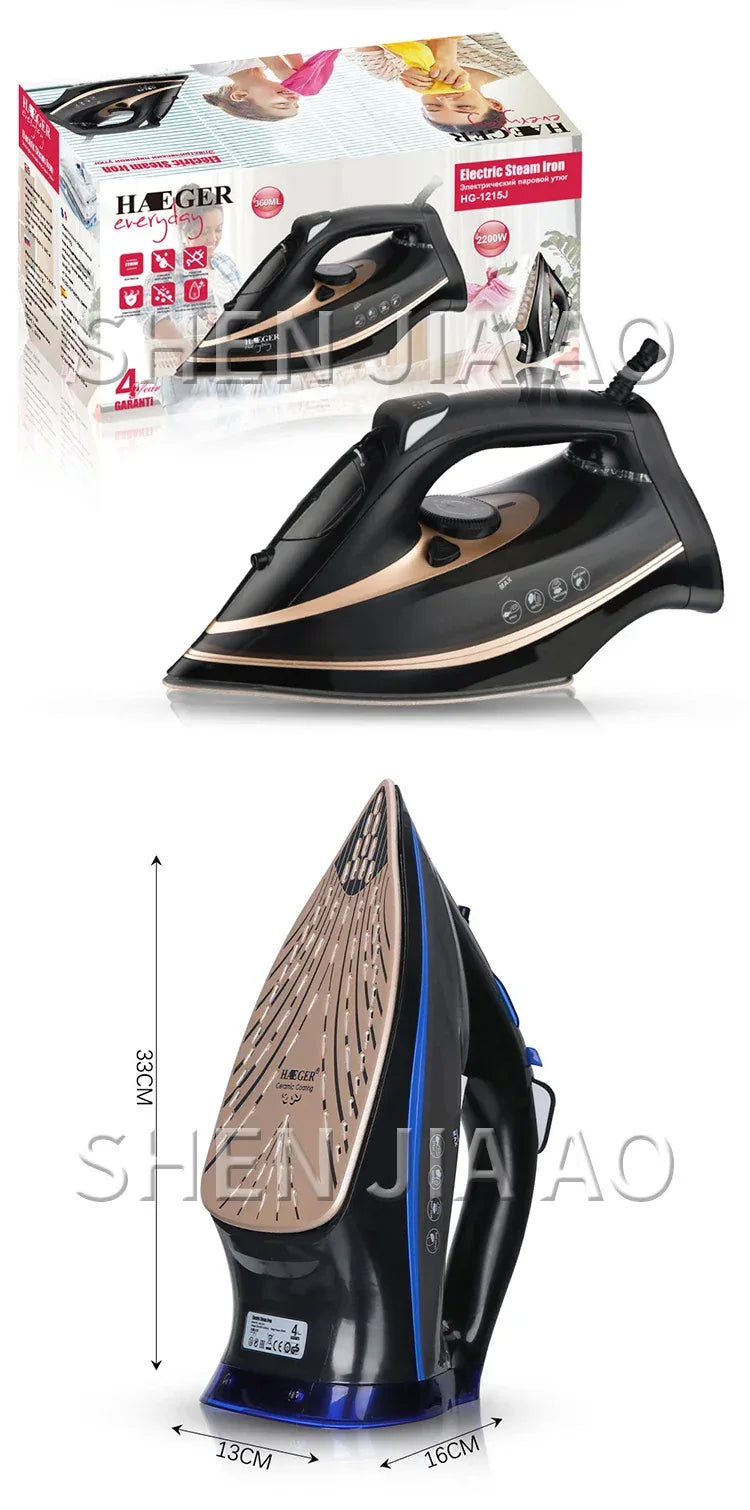 Electric Steam Iron Home Appliance Handheld Cloth Iron for Clothes Ceramic Plate Large Steam 2200W for household