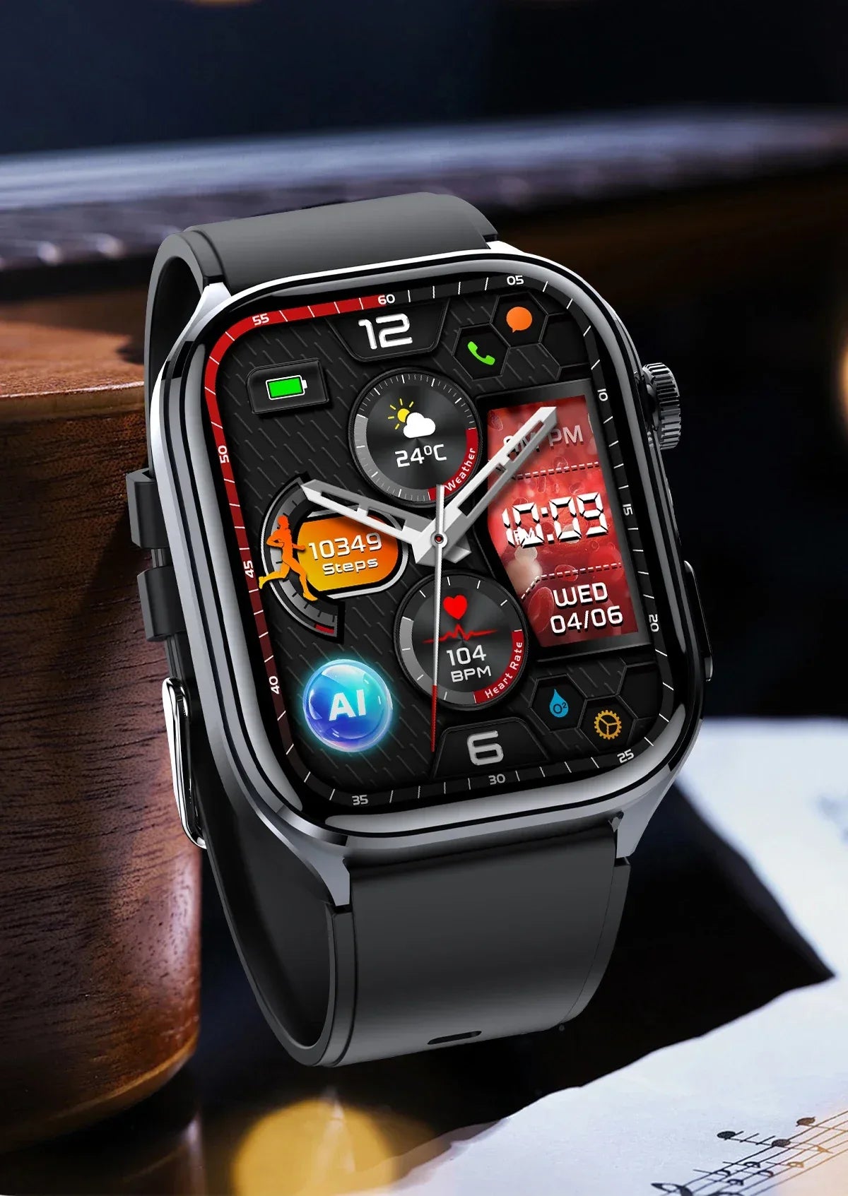 New Uric Acid Blood Lipids AI-GPT ECG Smartwatch Micro Physical Examination Body Analysis Men BT Call LED Flashlight Smartwatch