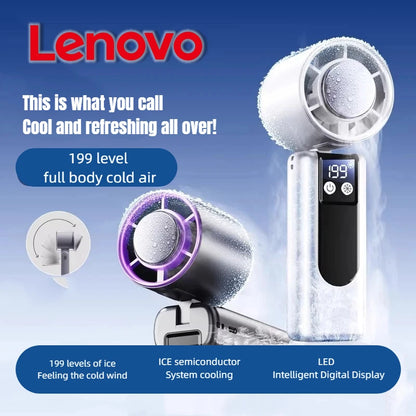 Lenovo 199-speed High-speed Cooling Fan Usb Charging Digital Display Large Wind Turbine Handheld Portable Fan Mini Cooling Fan