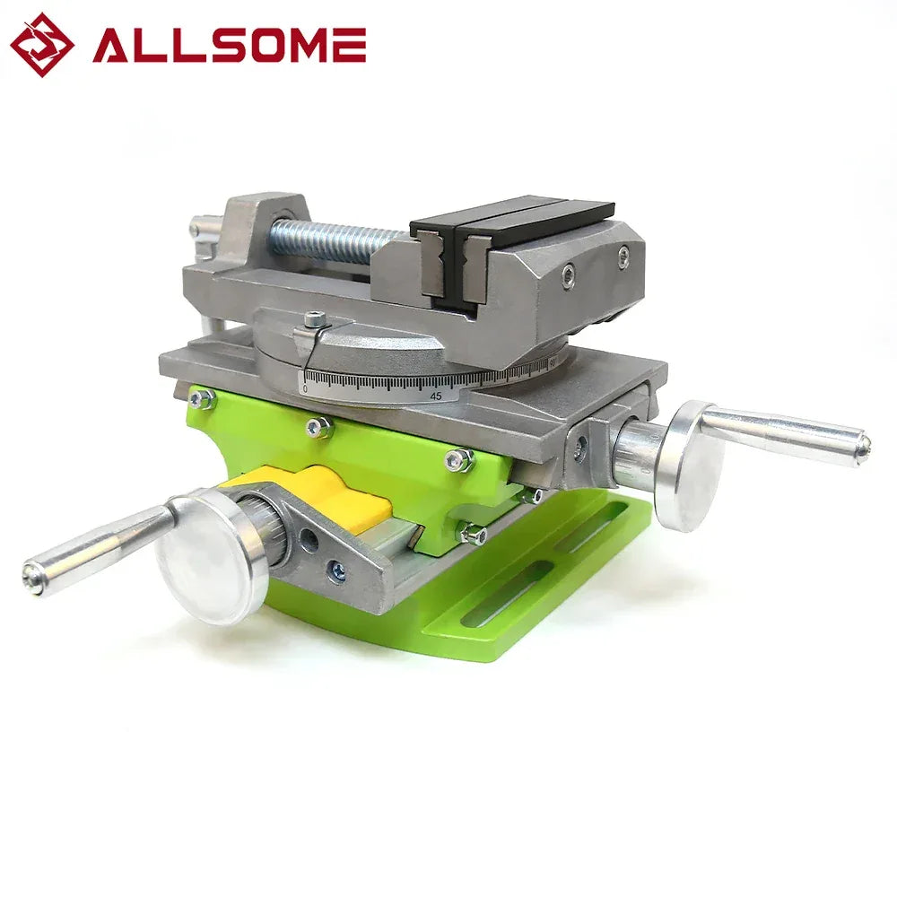 ALLSOME 2 in 1 Milling Drilling Precision Vise Swivel Base Table Aluminium Alloy Compound Worktable