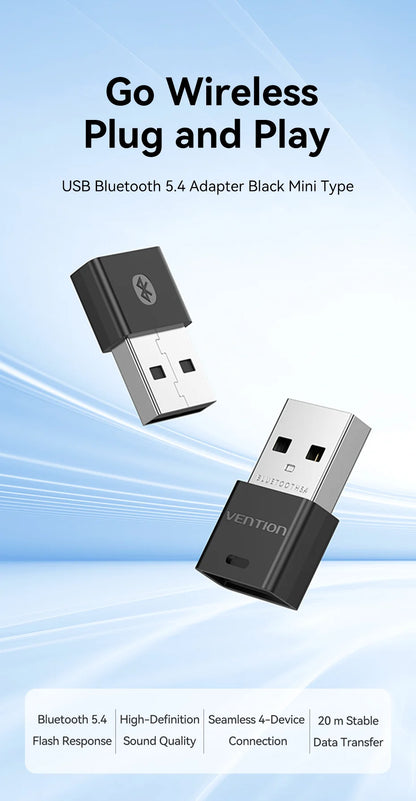 Vention USB Bluetooth Adapter 5.0 5.1 5.3 5.4 6.0 Dongle for PC Speaker Wireless Mouse Keyboard Music Audio Receiver Transmitter