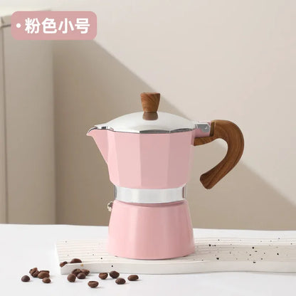 Electric Octagonal 3 Cup Black Coffee Maker Double Valve Moka Coffee Pot Espresso Aluminum Alloy Stainless Steel Moka Pot Set