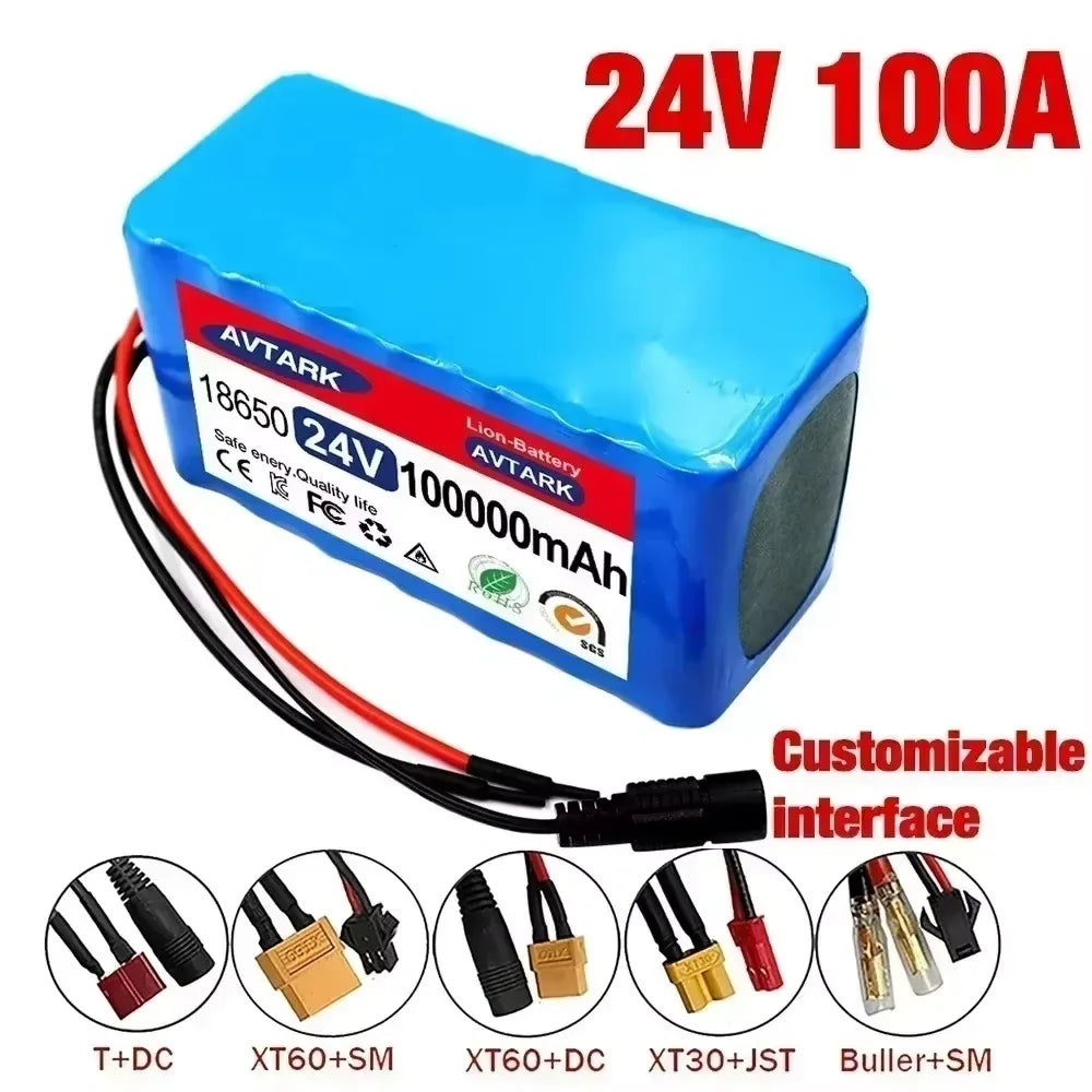 NEW 7s3p 24V 100Ah 18650 Efficient stable Lithium Battery Li-ion Battery pack and US/EU 2A Charger Battery Pack for Bicycle