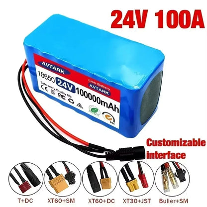 NEW 7s3p 24V 100Ah 18650 Efficient stable Lithium Battery Li-ion Battery pack and US/EU 2A Charger Battery Pack for Bicycle