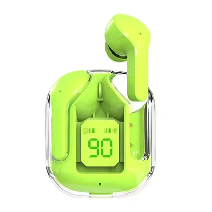 Bluetooth 5.3 Wireless Headset Transparent Headphones LED Power Digital Display Stereo Sound Earphones for Sports Working