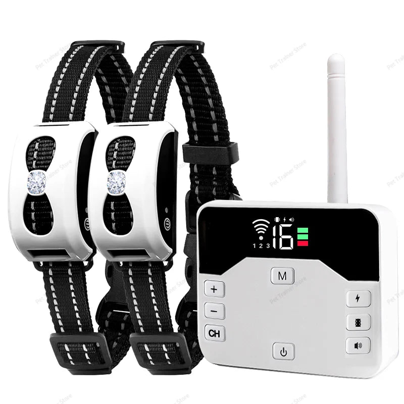 2 In 1 Electric Pet Wireless Fence Dog Training Collar Anti Runaway Up to 3 Dogs Outdoor Pet Containment Rechargeable System