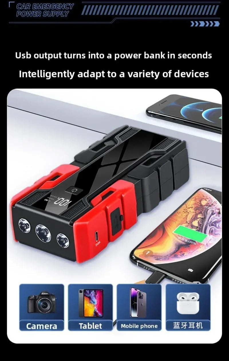 New 12V 99800mAh 3000A Car Jump Starter Car Battery Starters Portable Power Bank 12V Starting Device Booster  Petrol Diesel Car