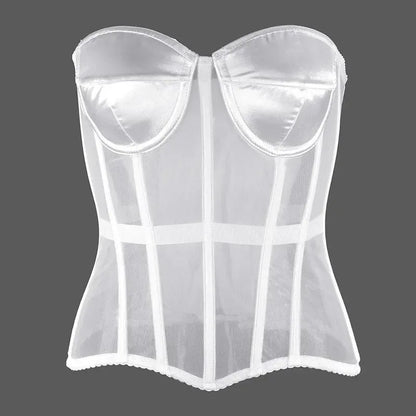 Sexy Thin Body Shaper Underwear Corset Waist Trainer Lingerie Lace Corsets Perspective Mesh Shapewear Women Fashion Clothes Faja