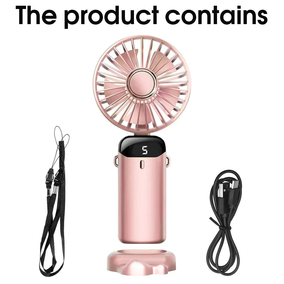 Handheld Mini Fan Foldable Portable USB Charging Neck Fan 1200mAh 5 Speed Settings  Suitable for Home and Outdoor Use