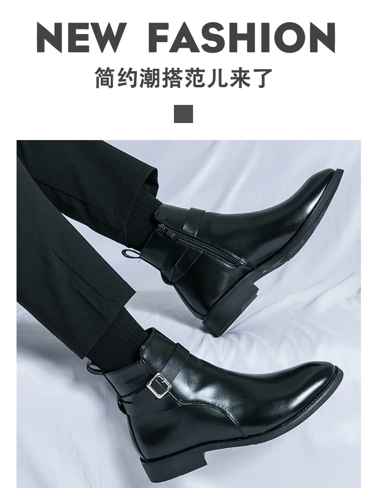 2025 Autumn Designer Business Casual Shoes For Men Trend Classic Leather Shoes Outdoor Chelsea Pointed Tip Brown Plus Size 47