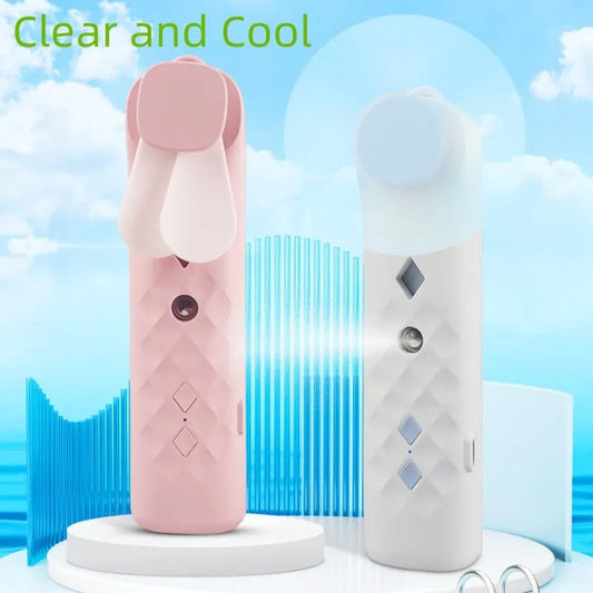 2 In 1 Portable Fan Humidifier USB Rechargeable Handheld Fan Water Spray Fan Face Steamer Air Conditioner Cooling Fan by PDG ibma