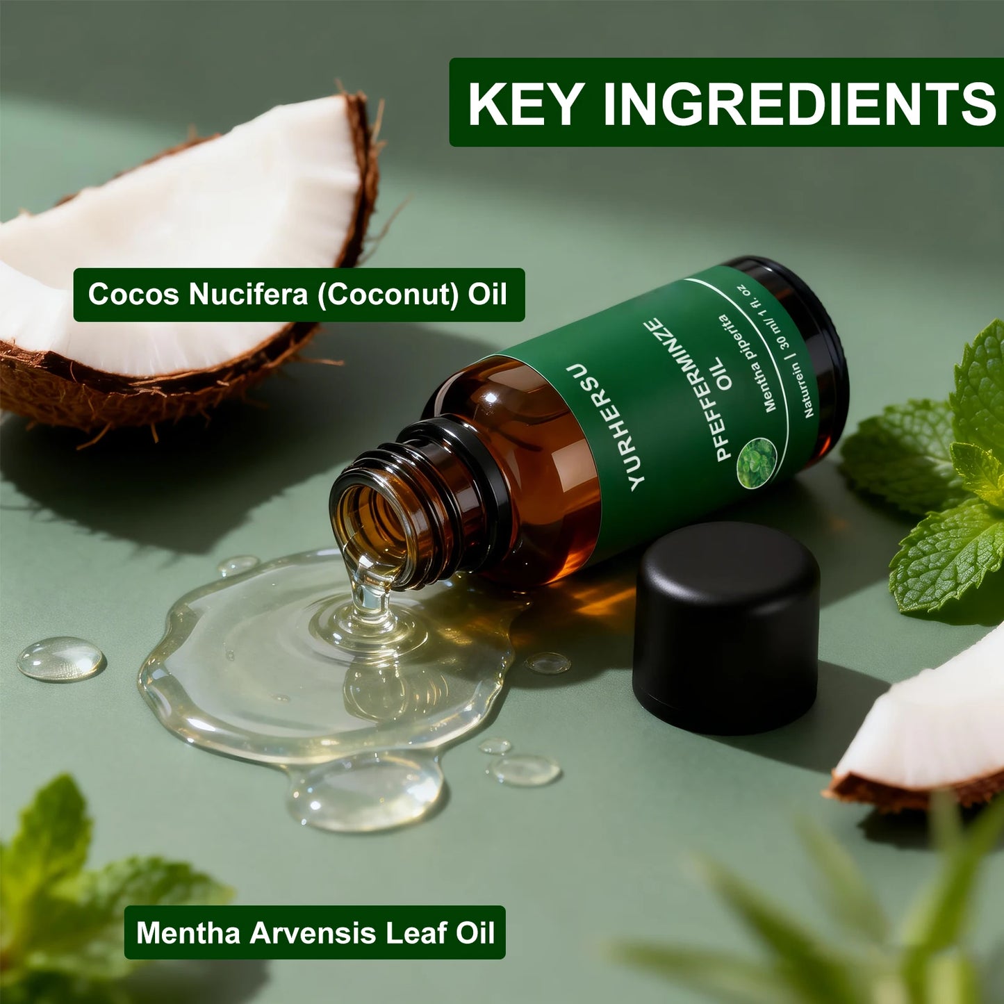 Peppermint Essential Oil 30ml for Focus & Energy, Mental Clarity, Cooling Inhalation, Study/Work, 100% Pure